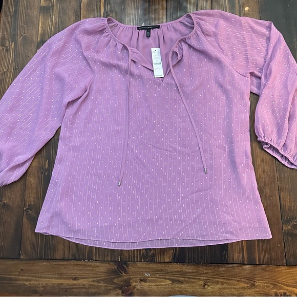 White House Black Market Tops - White House Black Market Lilac Sparkle Swiss Dot
Blouse Tie Neck Size L NWT WHBM